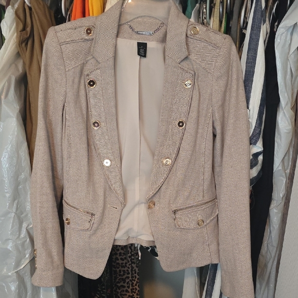 White House Black Market Jackets & Blazers - White House Black Market Beige Blazer with Gold Buttons